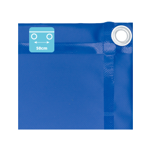 Bâche PVC 650 g/m² - Bleu - 4,38 x 1,26 m avec oeillets tous les 30 cm